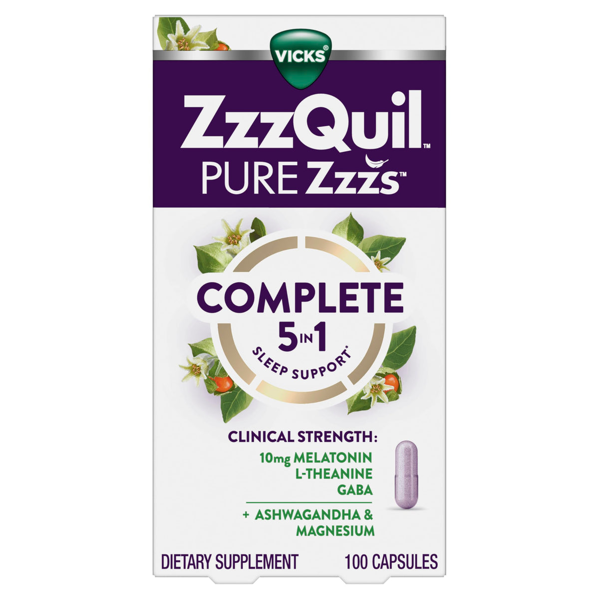 ZzzQuil PURE Zzzs bottle front view for an easy nightly routine.