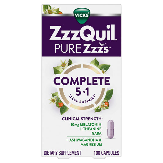 ZzzQuil PURE Zzzs bottle front view for an easy nightly routine.