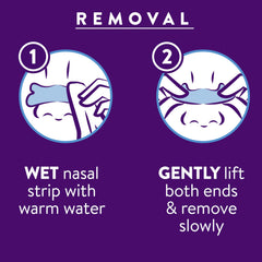 ZzzQuil Sleep Nasal Strips irritation-free removal after use.